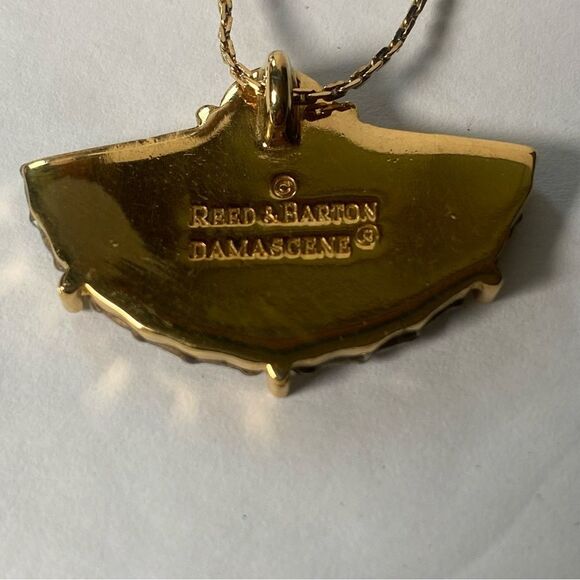 Reed & Barton Vintage Damascene Fan Pendant and Necklace - Picture 3 of 7